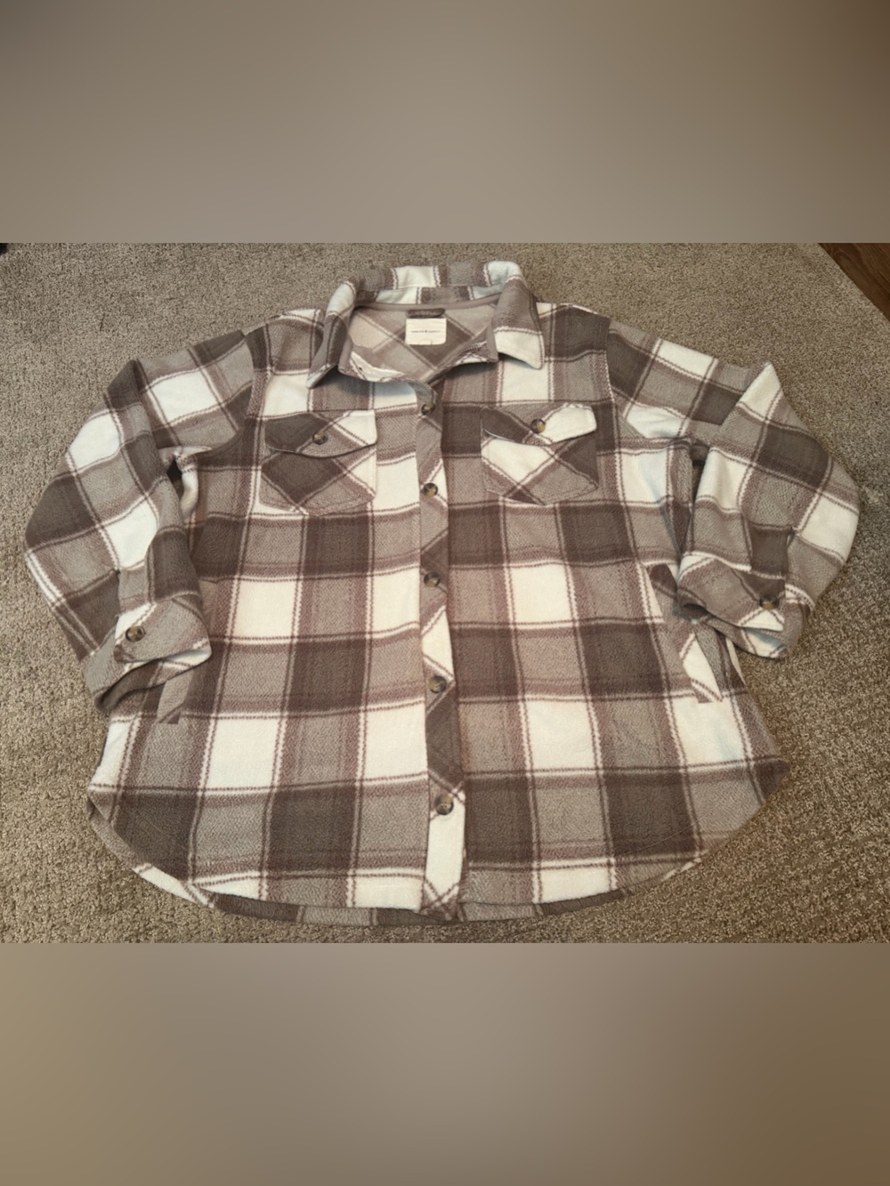 Thread & Supply Brown and White Plaid Shacket